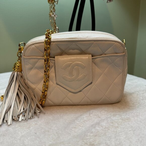 Chanel Lambskin Quilted Camera Tassel Bag with Gold-plated Hardware - Picture 1 of 12
